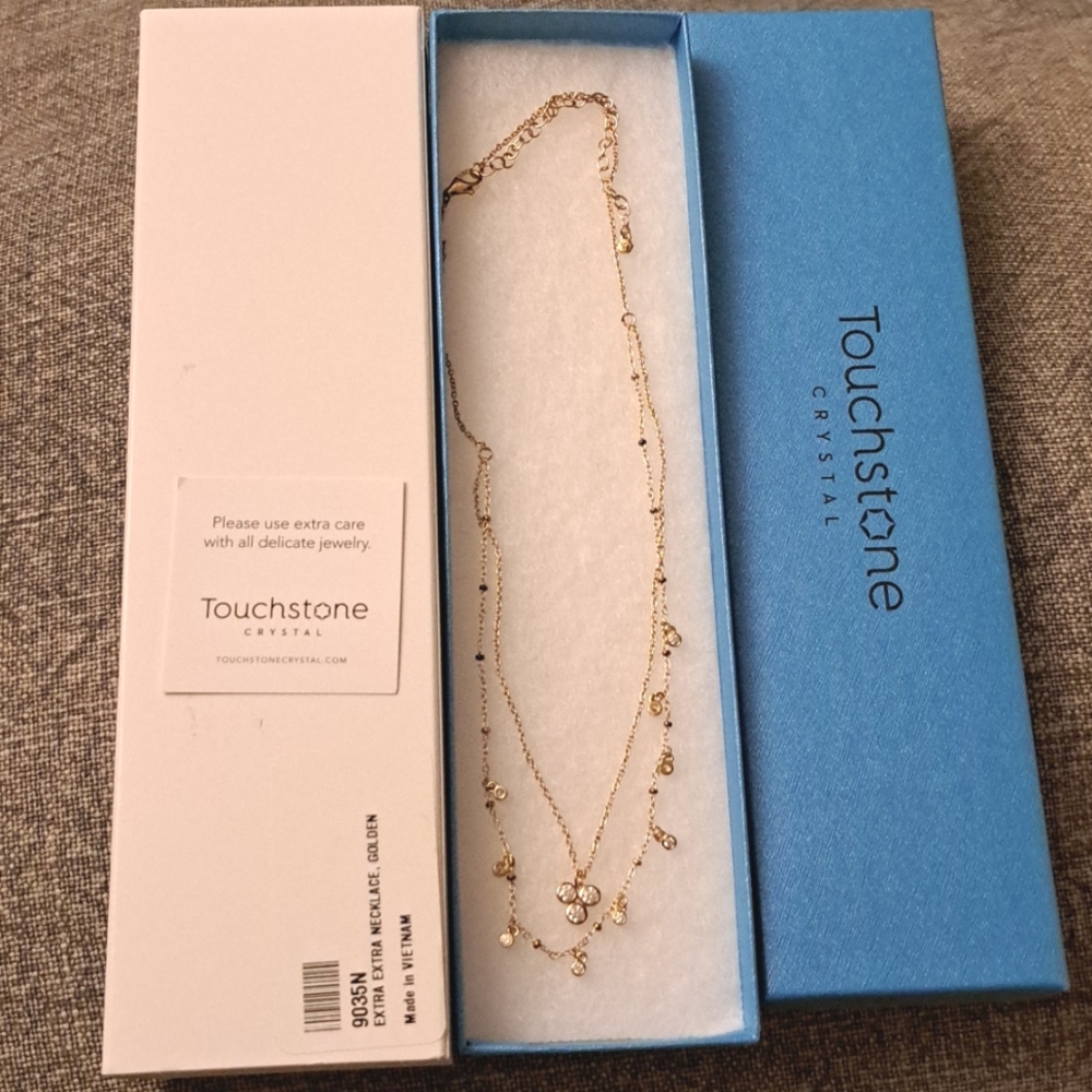 Touchstone Crystal Extra Extra Necklace, Golden NIB - Picture 3 of 3